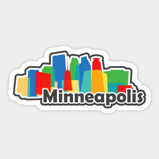 Souvenir for Minneapolis Minnesota with Skyline in Modern Colorful geometric shapes Sticker